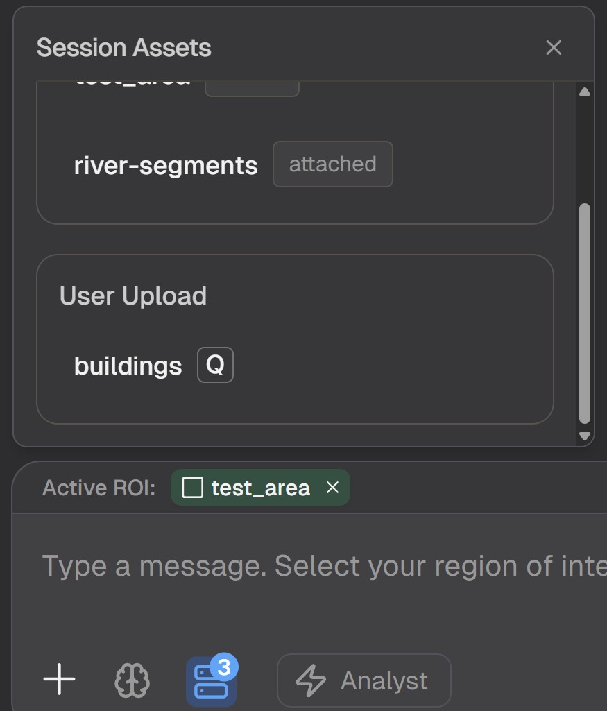 Uploaded geodata shown in layers list