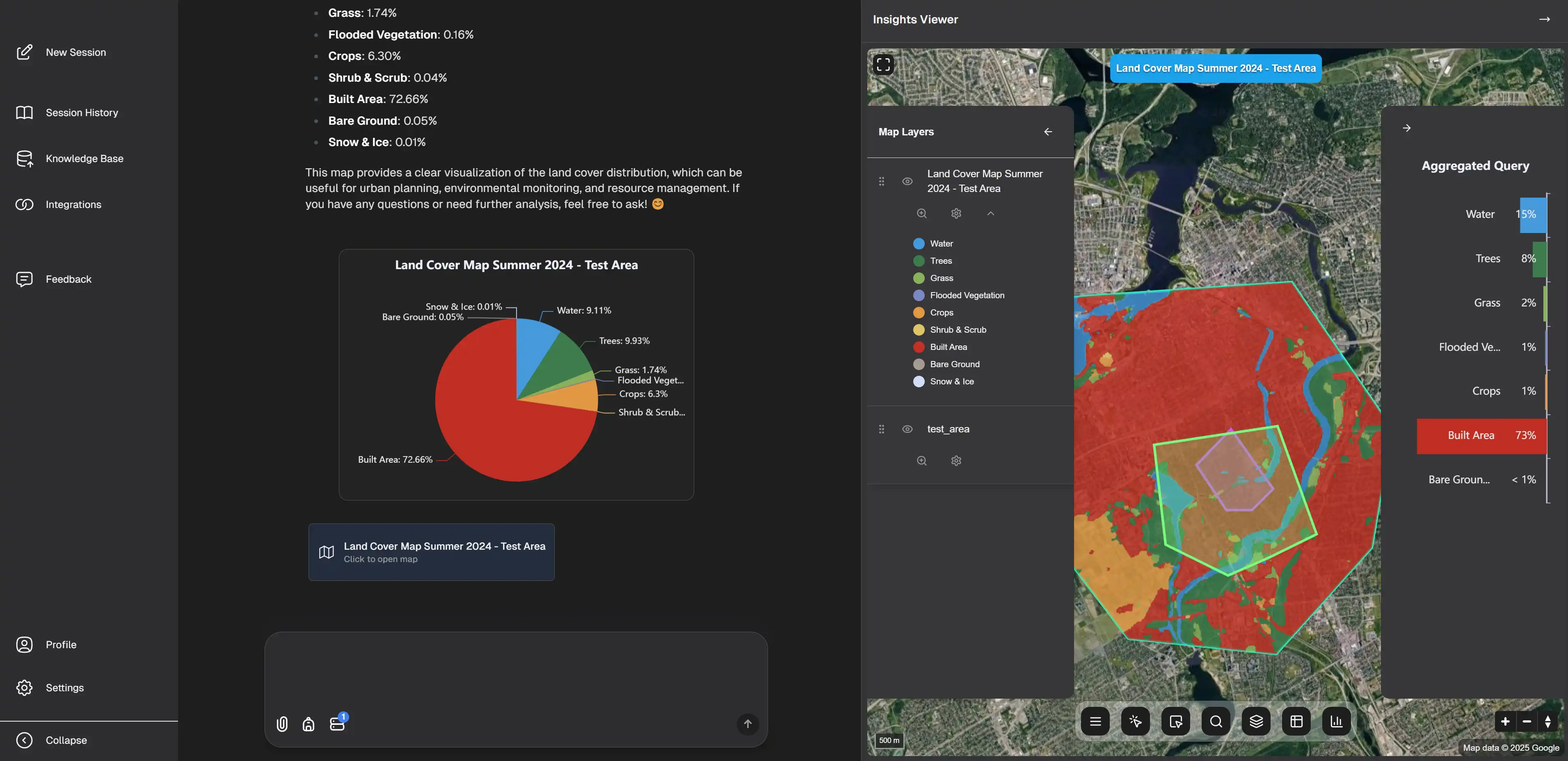 Platform land cover/use mapping capabilities